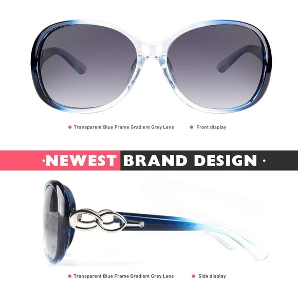🆕Women Grey Trendy Oversized Sunglasses Ladies UV400 Polarized Big Frame Shades - Picture 3 of 6